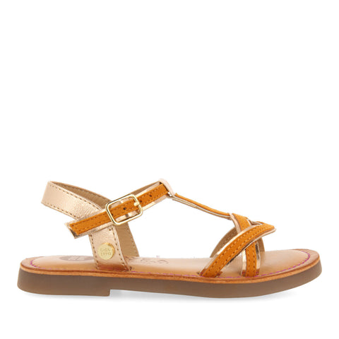 BOUCAN GIRLS ORANGE SUEDE EFFECT LEATHER SANDALS