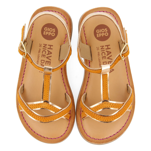 Boucan girls orange suede effect leather sandals