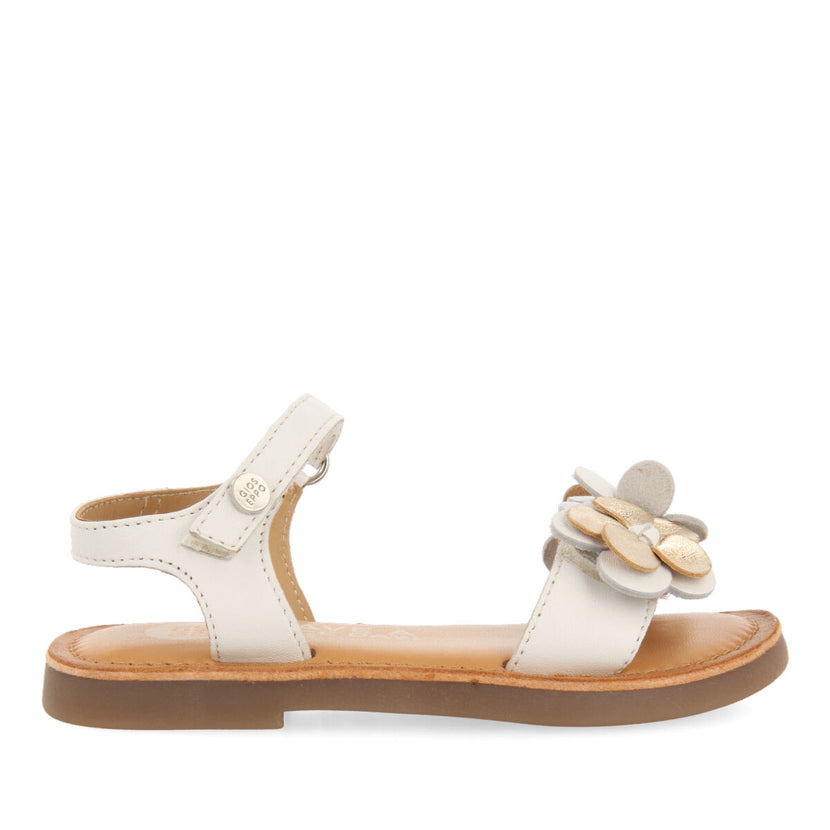 Shales girls white floral leather sandals