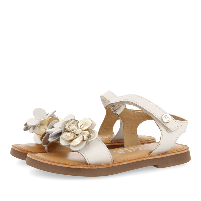 Shales girls white floral leather sandals