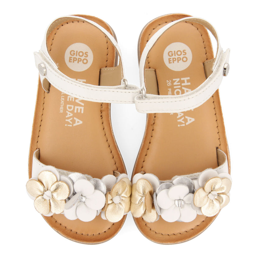 Shales girls white floral leather sandals