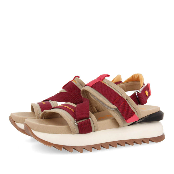 Blaru women's sporty beige and burgundy sandals