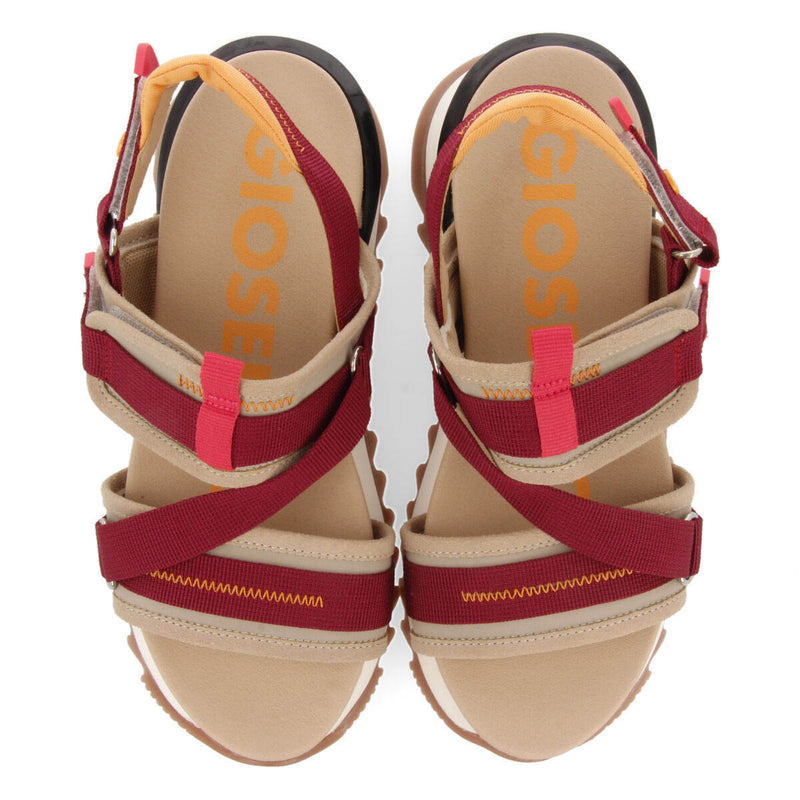 Blaru women's sporty beige and burgundy sandals