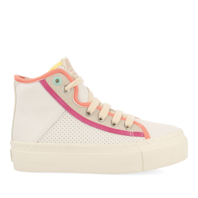 Sneakers blanches montantes avec des détails de couleurs pour fille lajinha