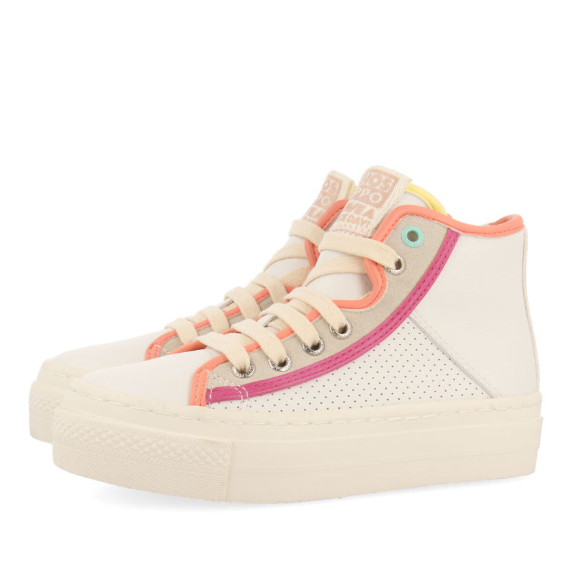 Sneakers blanches montantes avec des détails de couleurs pour fille lajinha