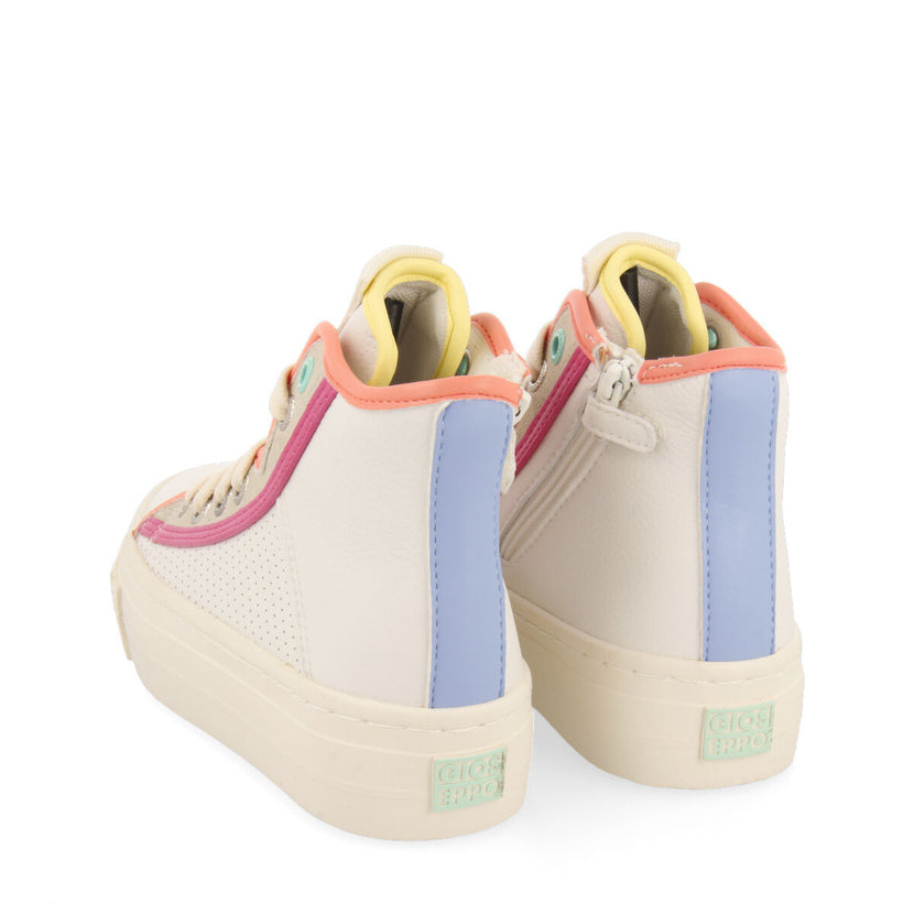 Sneakers blanches montantes avec des détails de couleurs pour fille lajinha