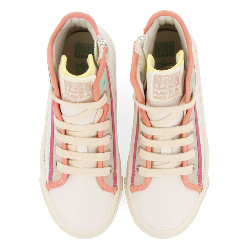 Sneakers blanches montantes avec des détails de couleurs pour fille lajinha