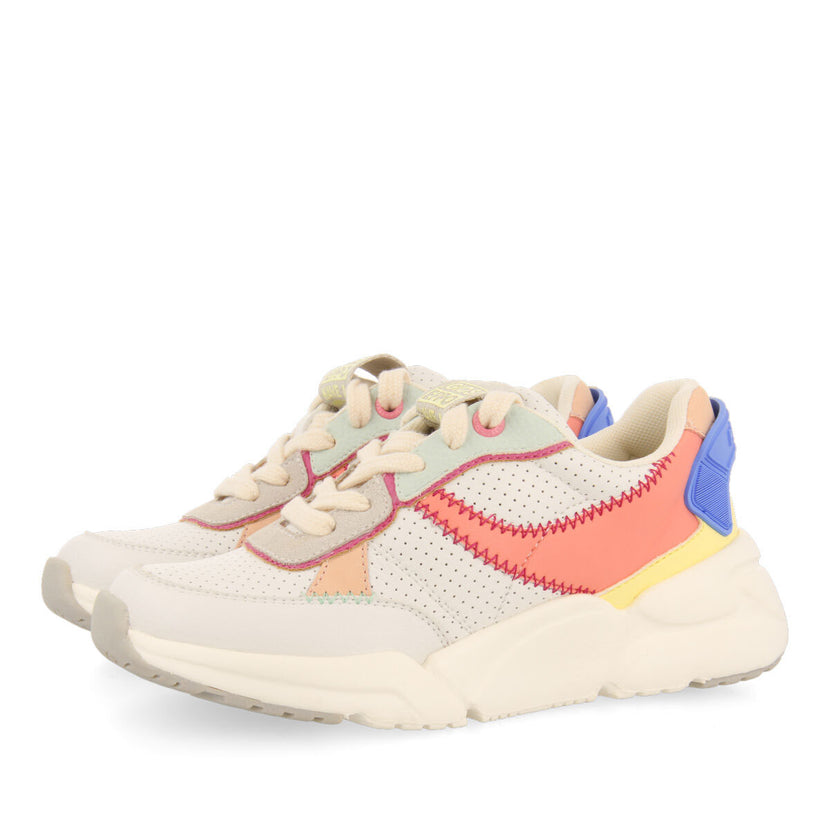 Sneakers blanches avec détails multicolores pour fille courgent