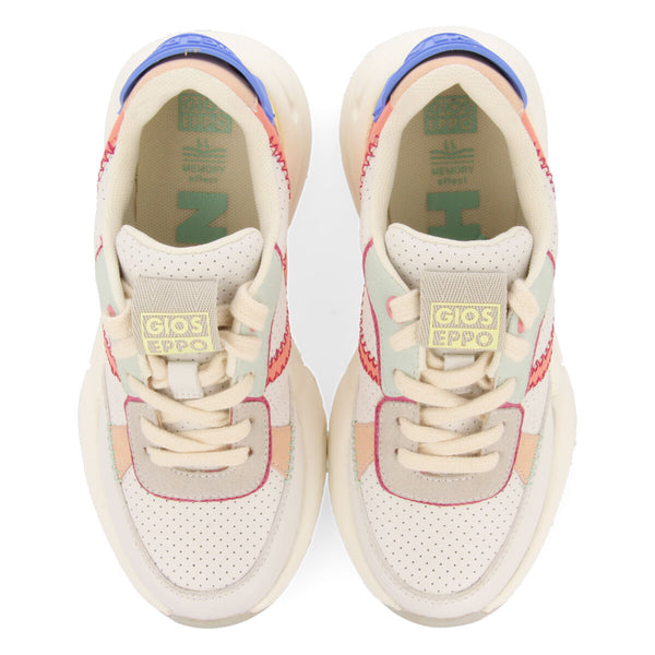 Sneakers blancas con detalles multicolor para niña courgent