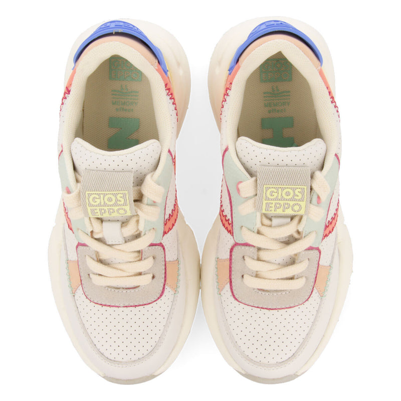 Sneakers blancas con detalles multicolor para niña courgent