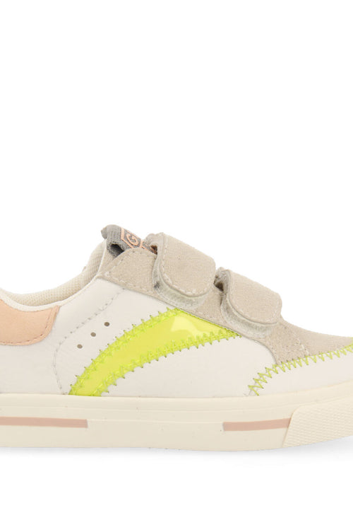 Yalova girls white sneakers with neon yellow details