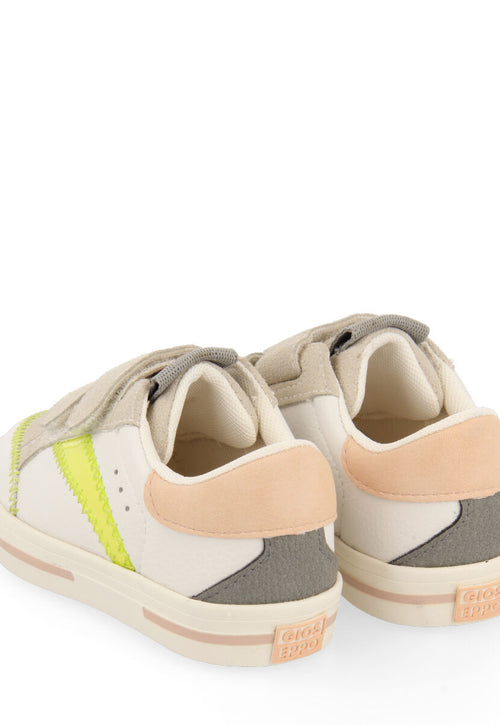 Yalova girls white sneakers with neon yellow details