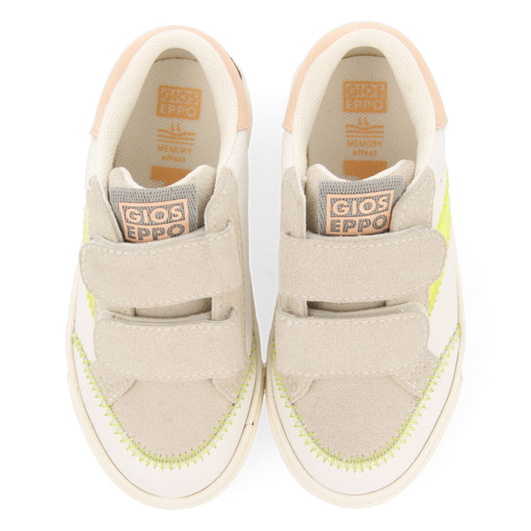 Sneakers blancas con detalles en color amarillo neón para niña yalova