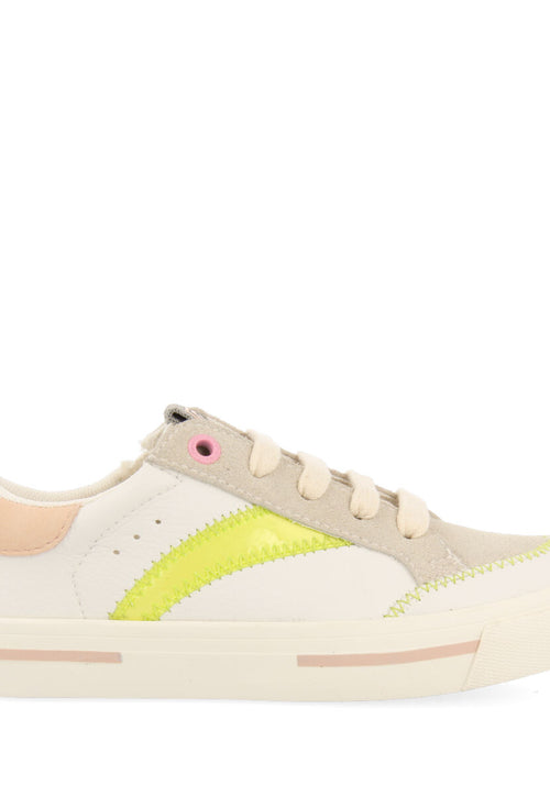 Irancy girls white sneakers with neon yellow accents