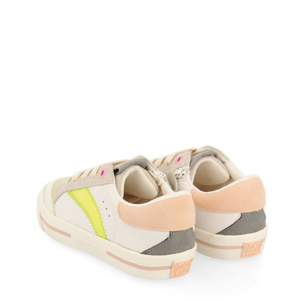 Irancy girls white sneakers with neon yellow accents