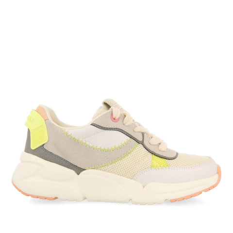 SNEAKERS BLANCHES AVEC DÉTAILS DE COULEUR ET BASE RÉSILLE POUR FILLE URACOA