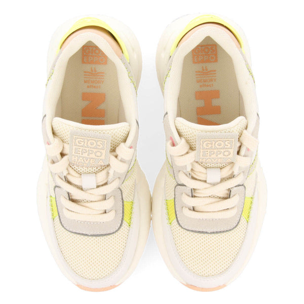 Sneakers blancas con detalles de color y base de rejilla para niña uracoa
