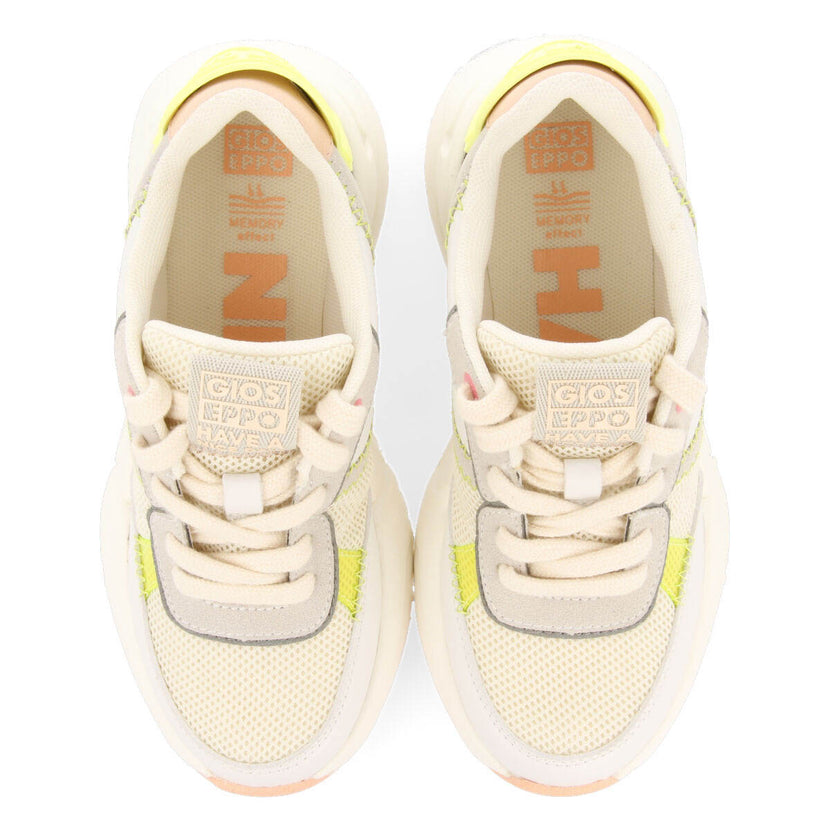 Sneakers blanches avec détails de couleur et base résille pour fille uracoa