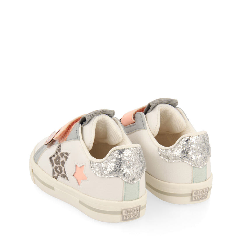 Sneakers blanches avec détails paillettes et étoiles pour fille caiana