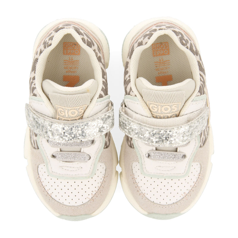 Sneakers blancas de leopardo para bebé punda