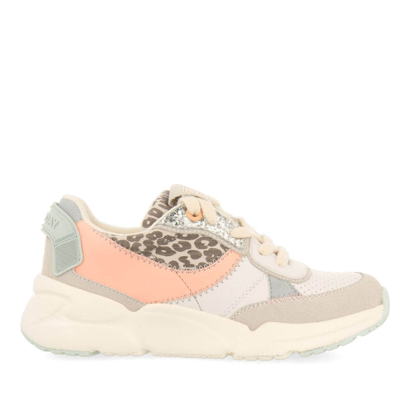Sneakers blanches avec détails léopard pour fille gigny
