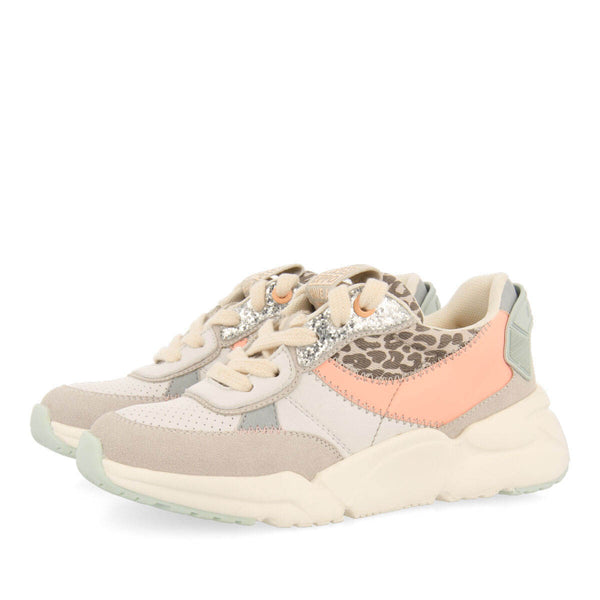Sneakers blancas con detalles de leopardo para niña gigny