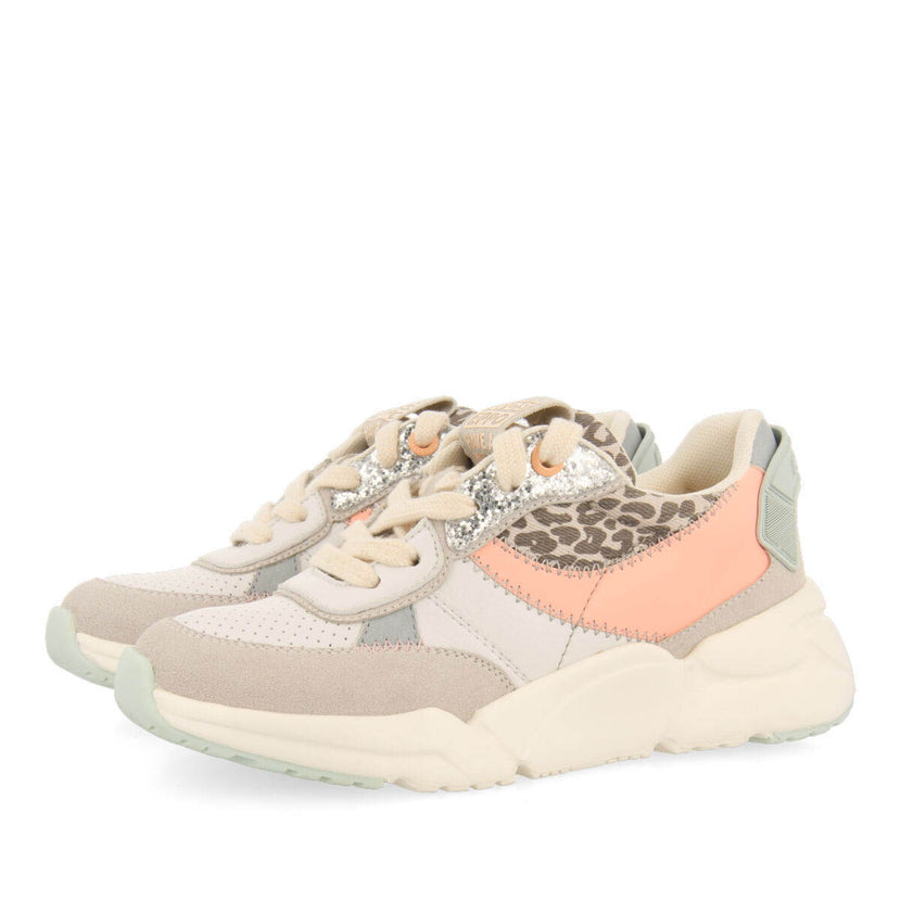 Sneakers blanches avec détails léopard pour fille gigny