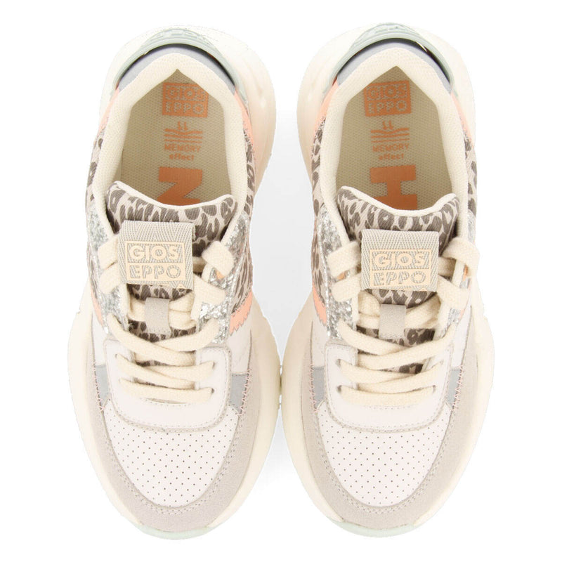 Sneakers blancas con detalles de leopardo para niña gigny