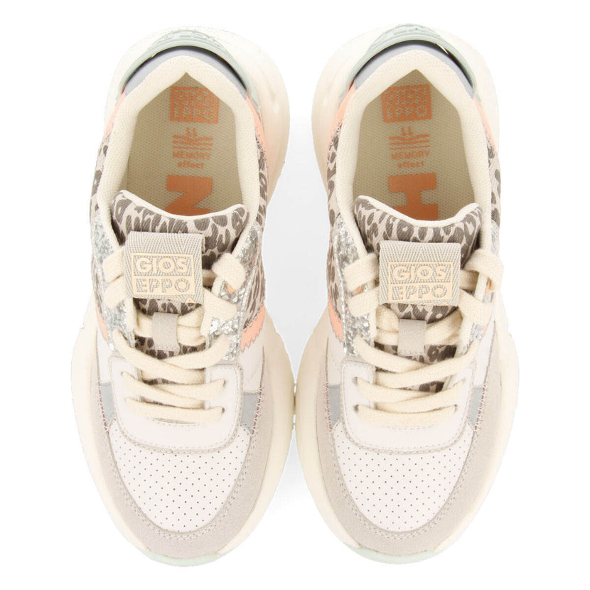 Sneakers blanches avec détails léopard pour fille gigny