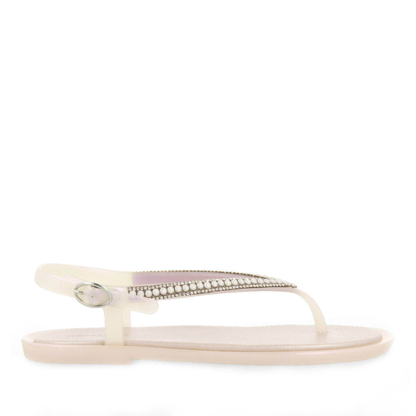 Palembang women's off-white sandals with mini crystals