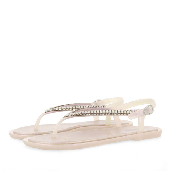 Palembang women's off-white sandals with mini crystals
