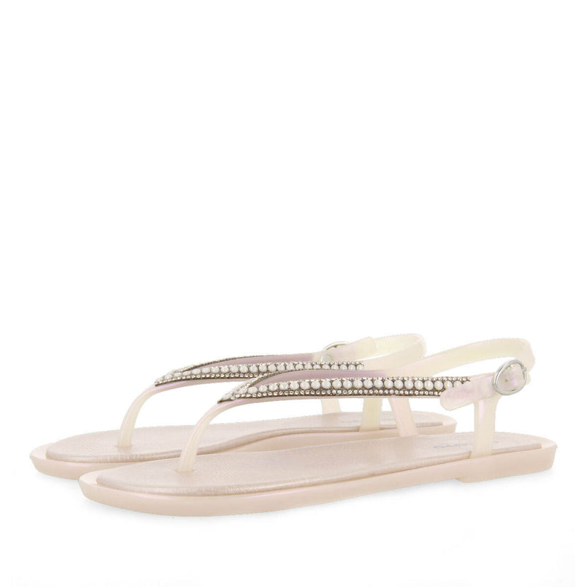 Palembang women's off-white sandals with mini crystals