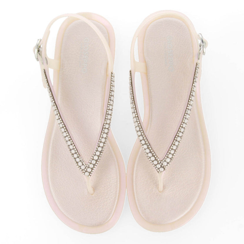 Palembang women's off-white sandals with mini crystals