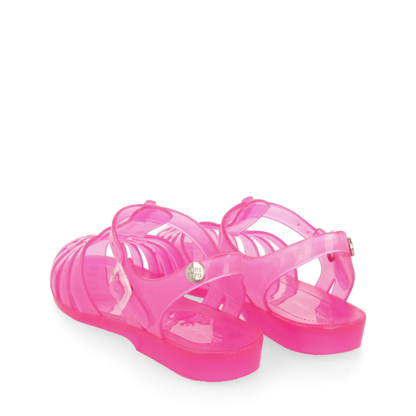 Saloa women's shiny see-through fuchsia jelly sandals