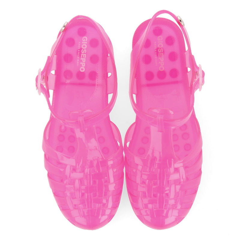 Saloa women's shiny see-through fuchsia jelly sandals