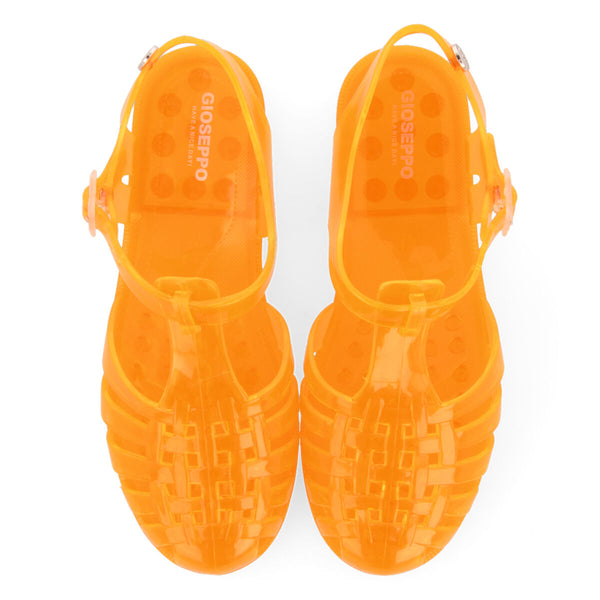 Saloa women's shiny see-through orange jelly sandals