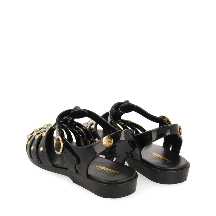 Havana women's black multi-strap sandals with studs