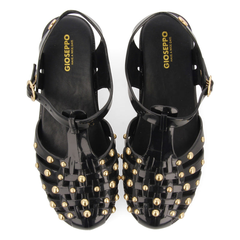 Havana women's black multi-strap sandals with studs
