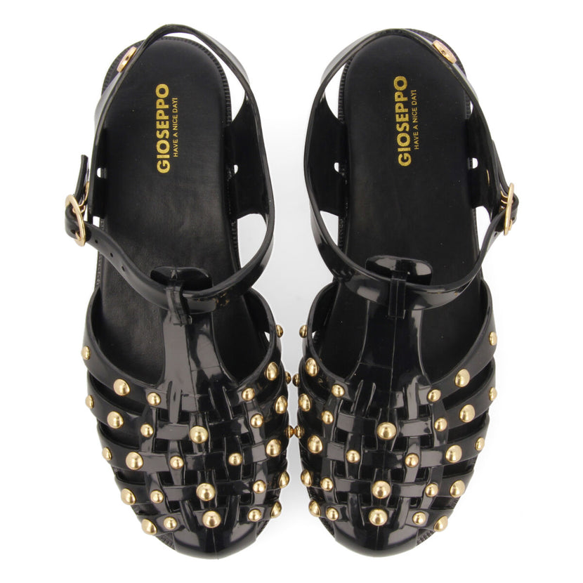 Havana women's black multi-strap sandals with studs