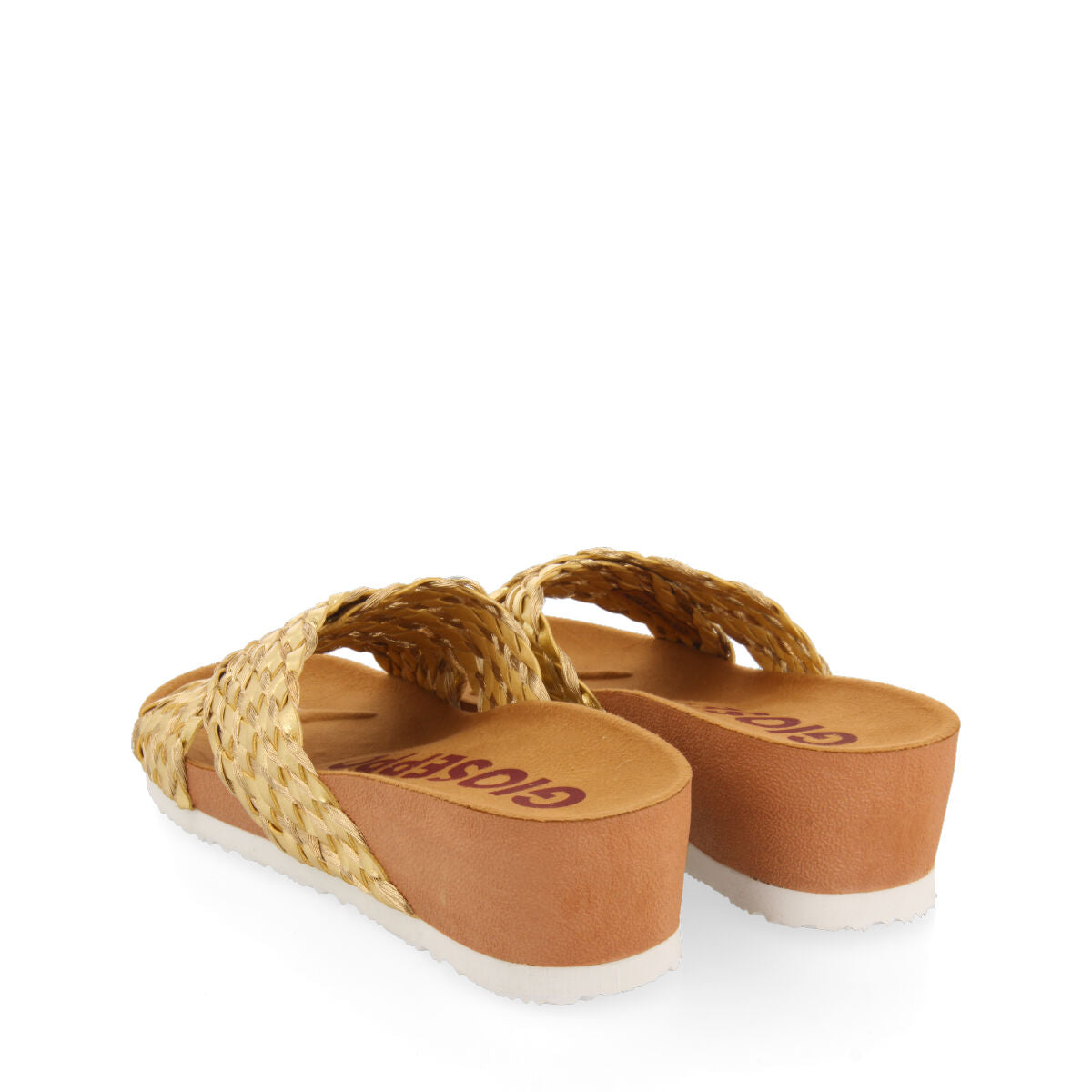 Turiacu women's footbed wedges with gold braided straps