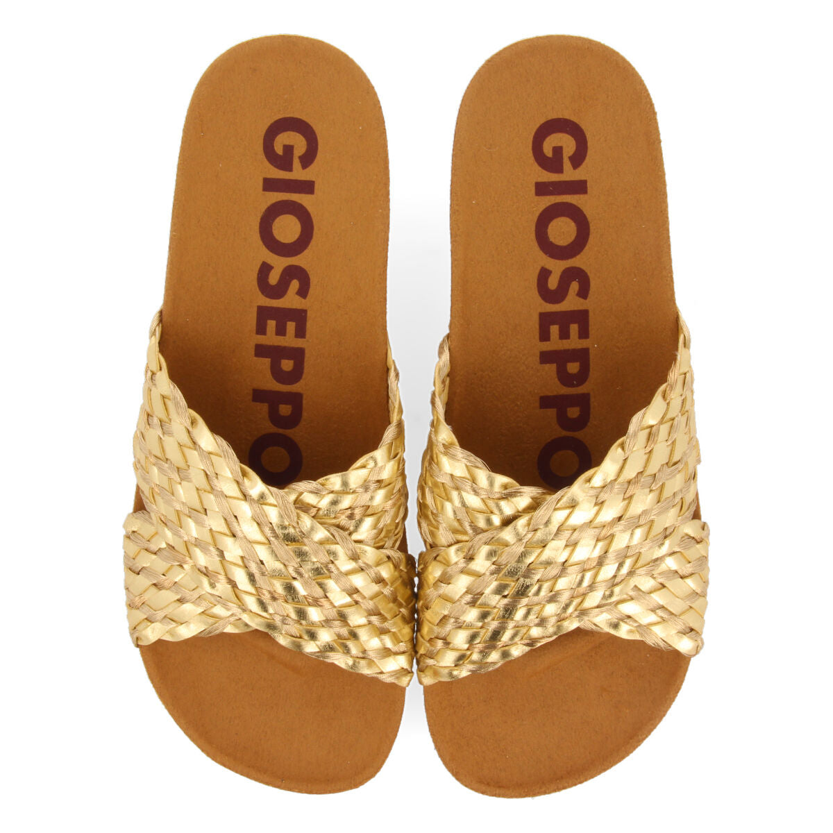 Turiacu women's footbed wedges with gold braided straps