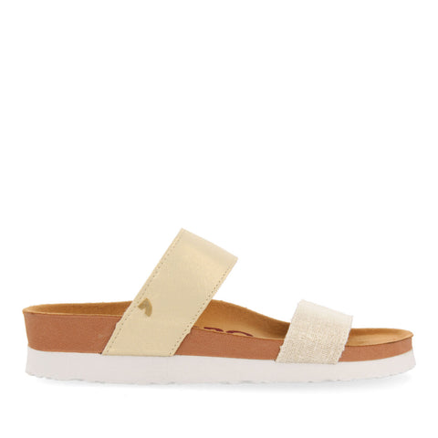 WHITTIER WOMEN'S FOOTBED SANDALS WITH GOLD STRAPS