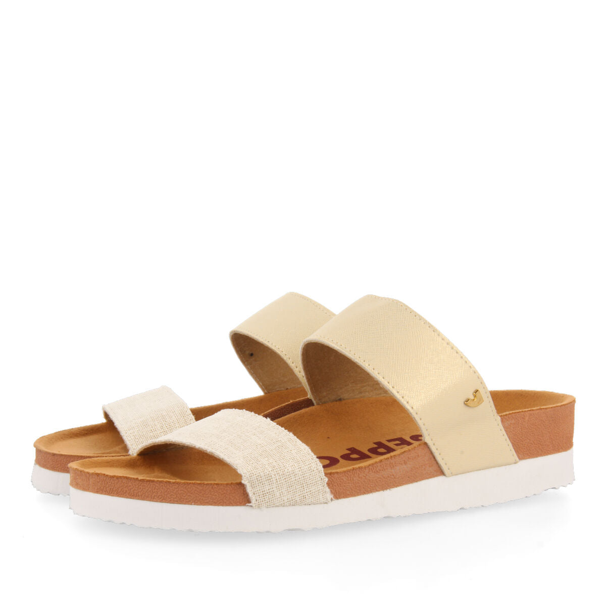Whittier women's footbed sandals with gold straps
