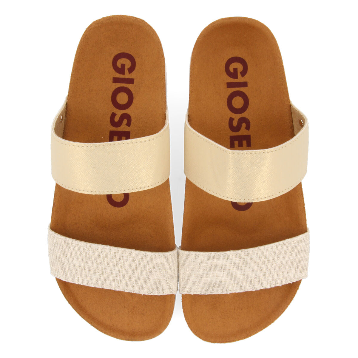 Whittier women's footbed sandals with gold straps