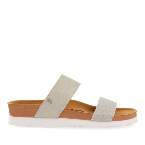 WHITTIER WOMEN'S FOOTBED SANDALS WITH SILVER STRAPS