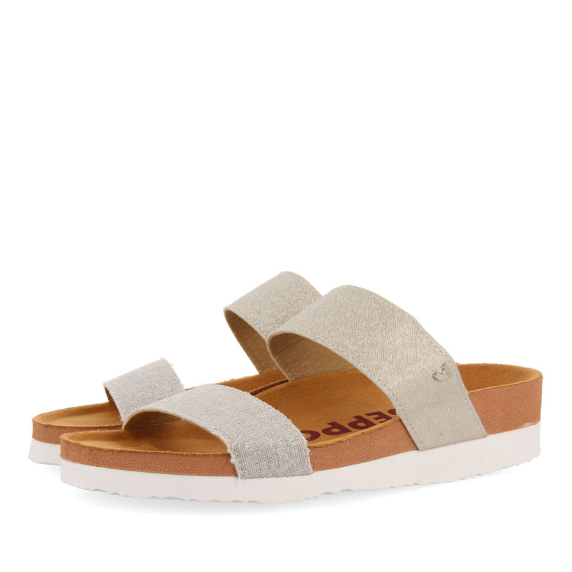Whittier women's footbed sandals with silver straps