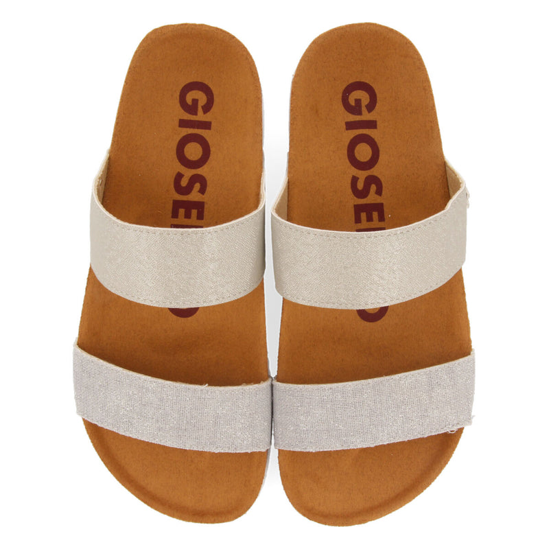 Whittier women's footbed sandals with silver straps