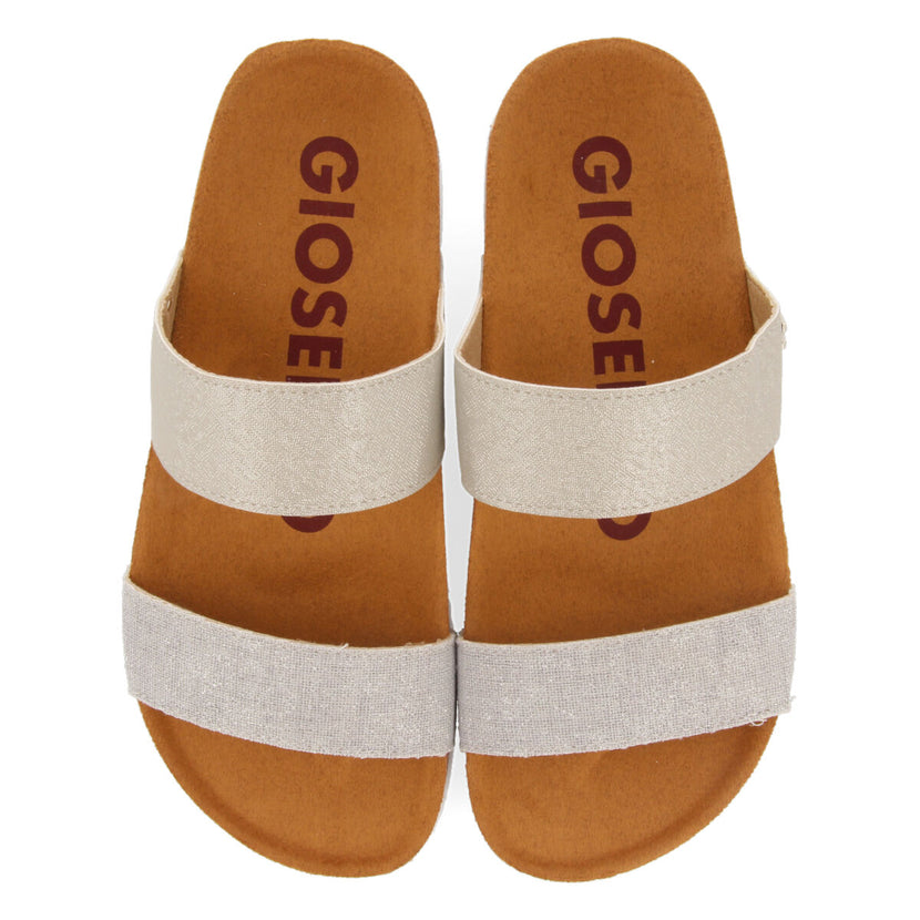 Whittier women's footbed sandals with silver straps