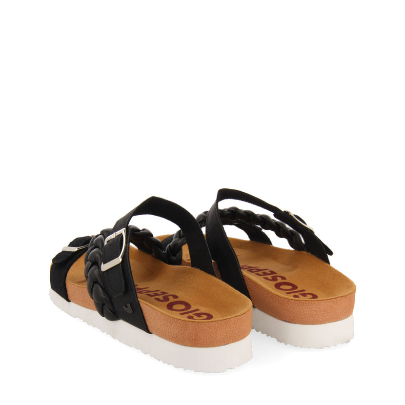Bonneil footbed sandals with black straps and buckles