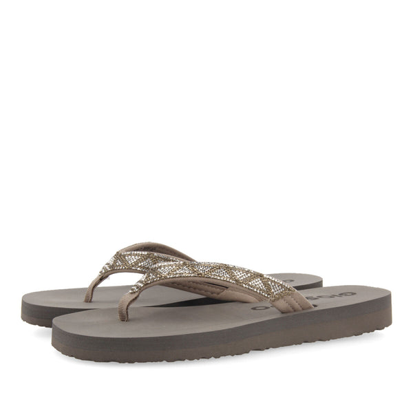 Cize women's grey sandals with decorative crystals